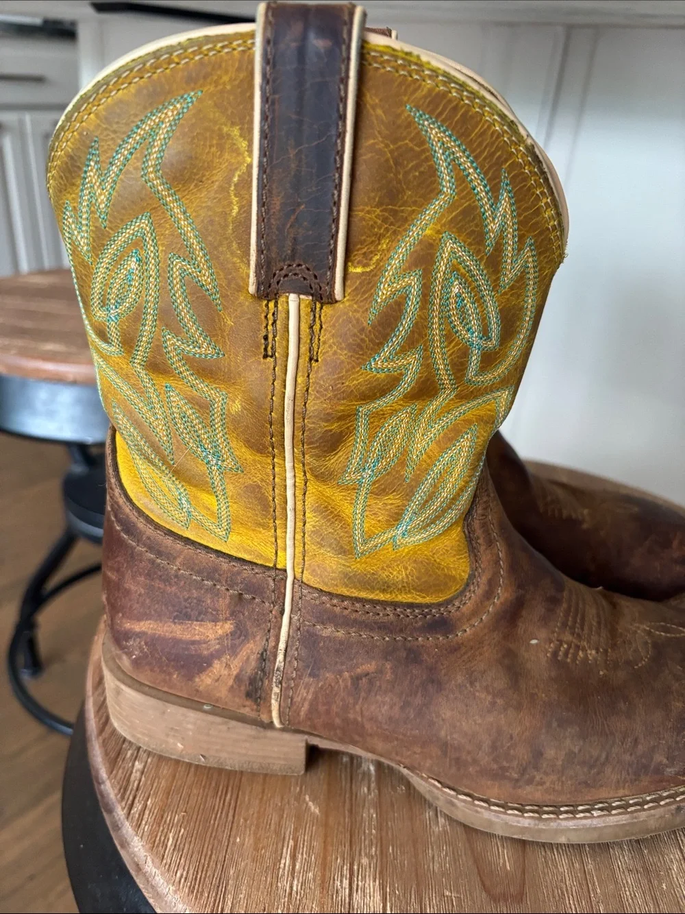 Justin’s 5D Kids Yellow & Brown Western Cowboy Boots